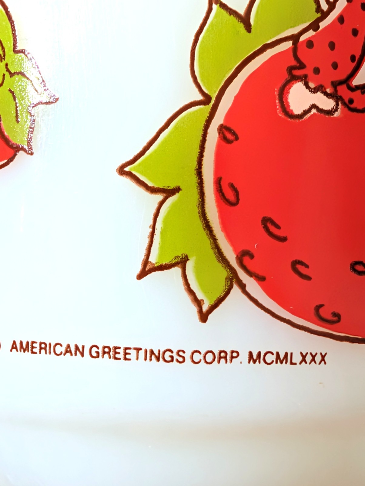 1980  Strawberry  Shortcake  Fire‑King  Anchor  Hocking  Milk  Glass  Cup