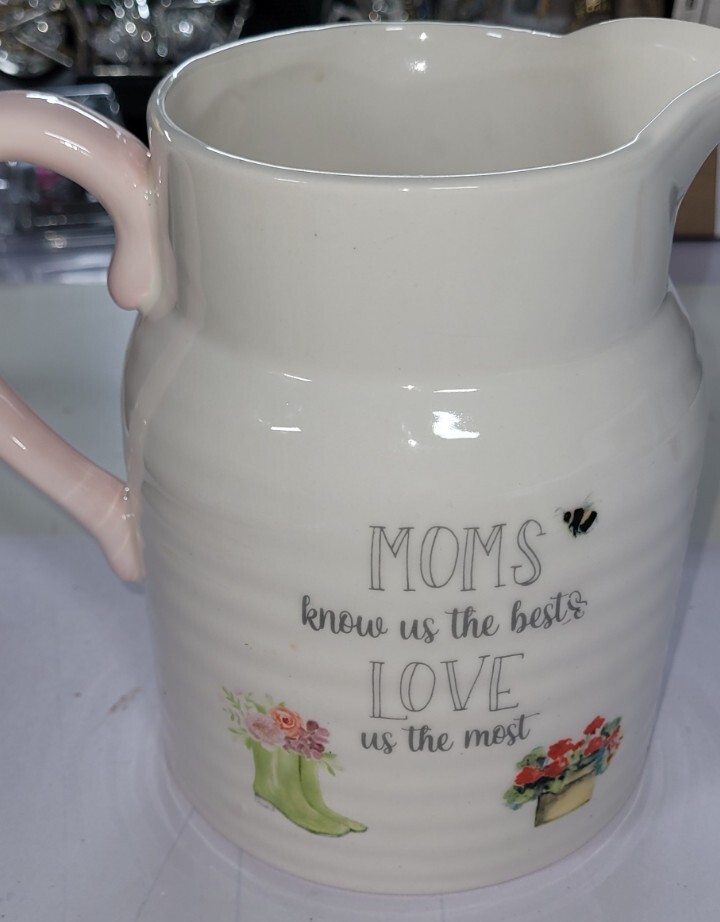 Harvest Green Studio “Moms know us the best & Love us the most” pitcher
