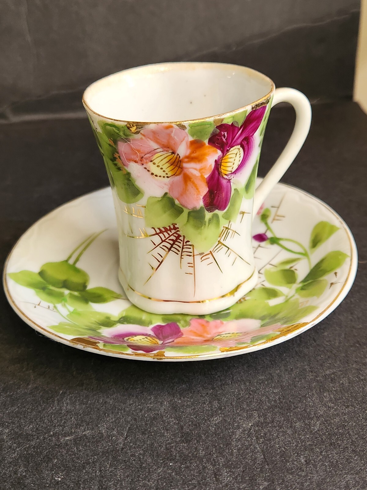 Vintage Floral Teacup Demitasse Cup Japan 3inches
