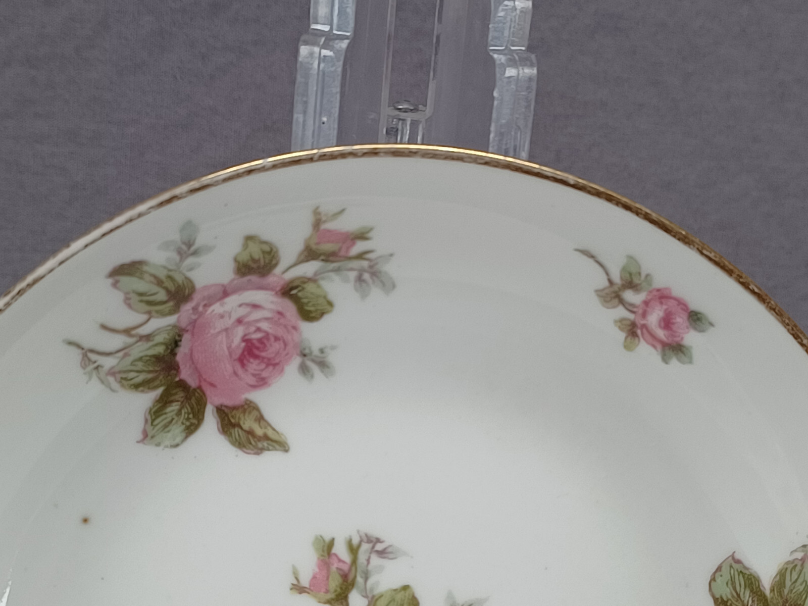 Set of 6 Limoges Pink Roses & Gold 5 1/8 Inch Dessert Bowls Circa 1900-1941