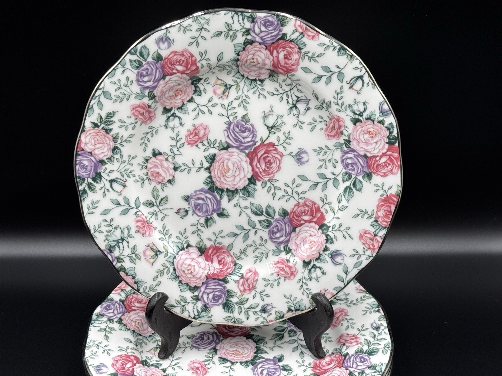 Set of (7) Royal Albert ROSE GARLAND 8.125″ Bone China Salad Plates England