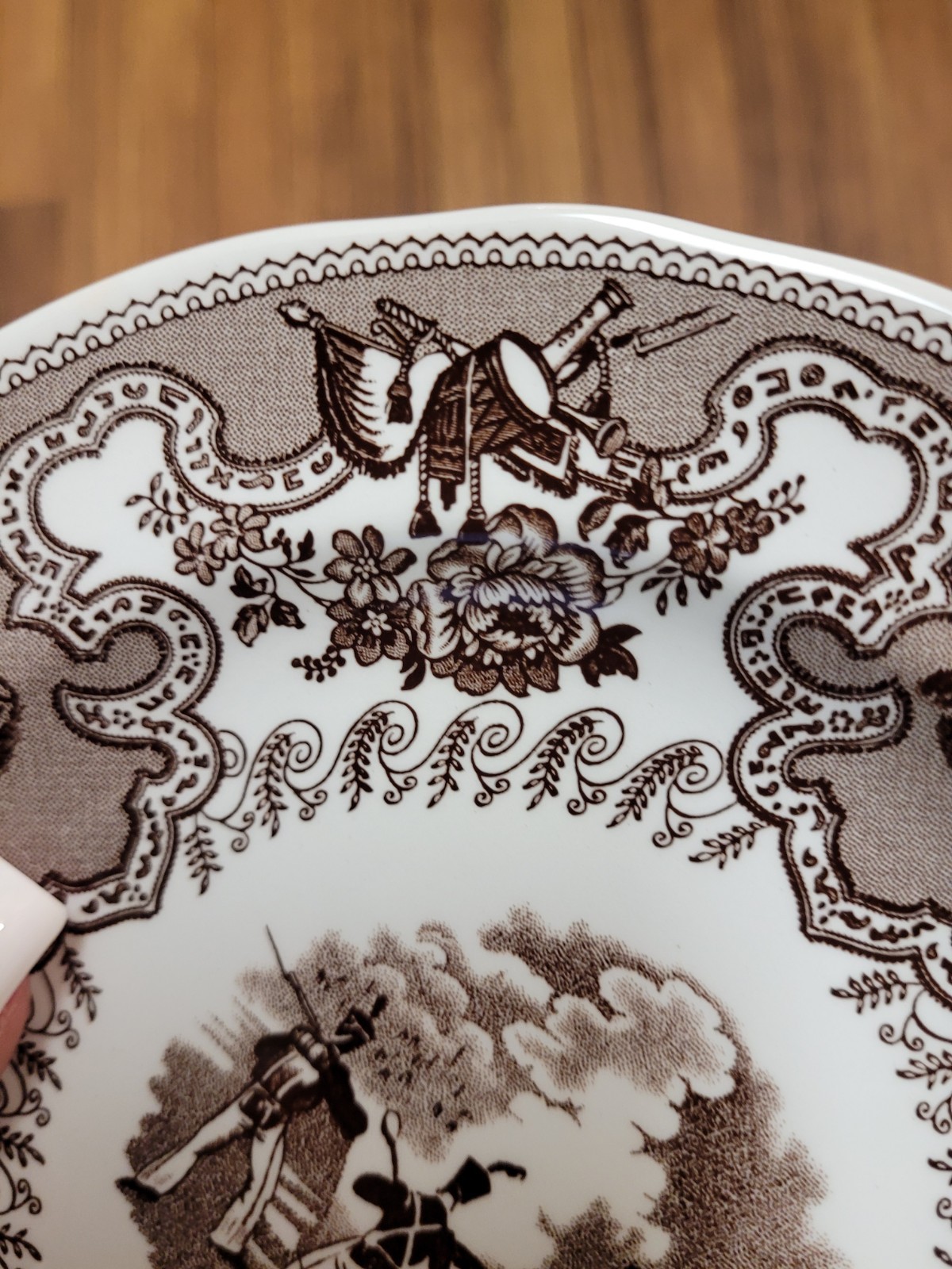 Vtg. Spode Texian Campaigne Plate Brown White Ceramic England Round 8in