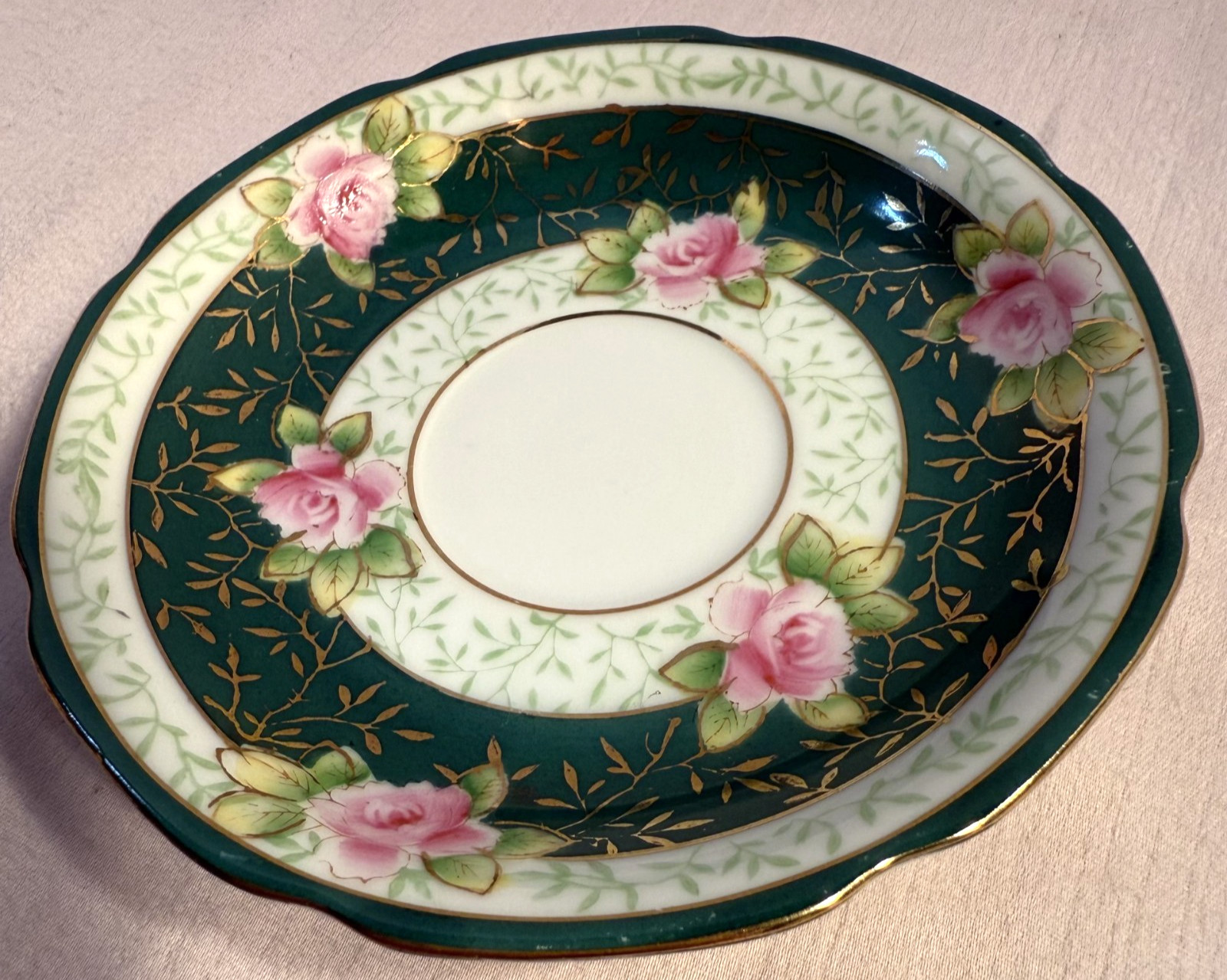 Vintage Hand Painted Gold China Tea Saucer w/ Gold Trim-Made in Occupied Japan