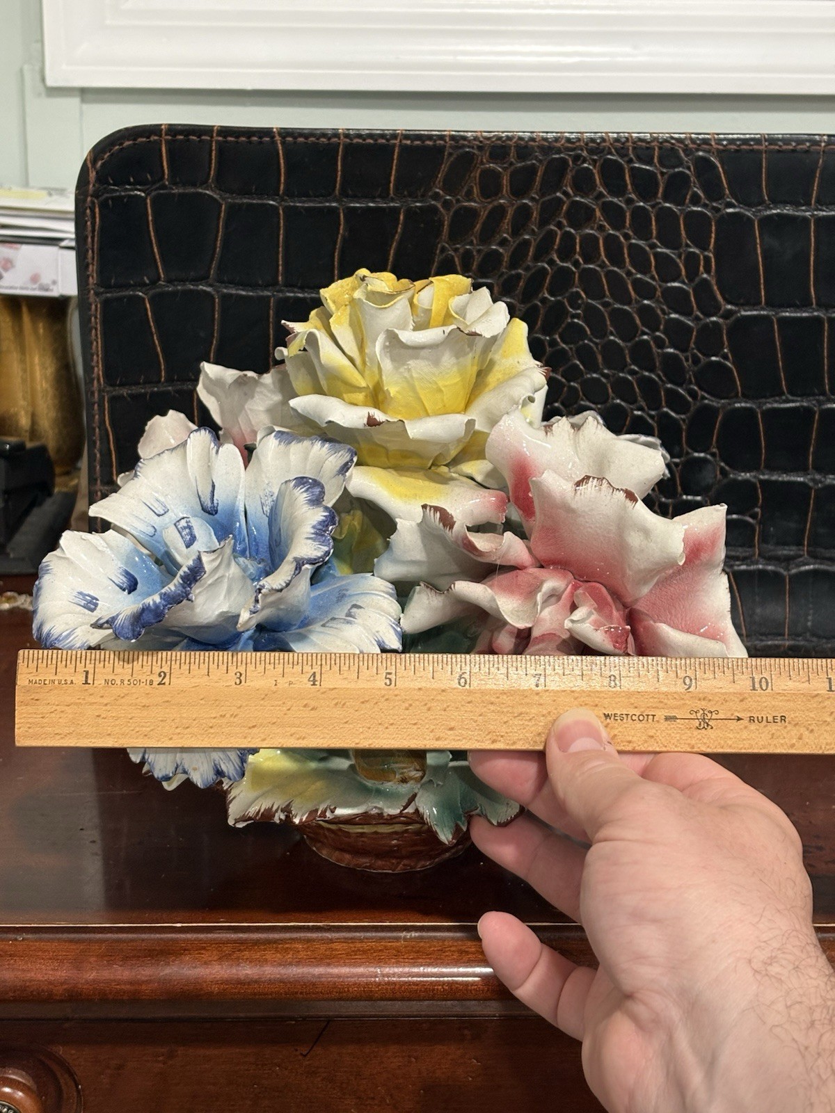 Italian Capodimonte Floral Porcelain Centerpiece Handmade In Naples