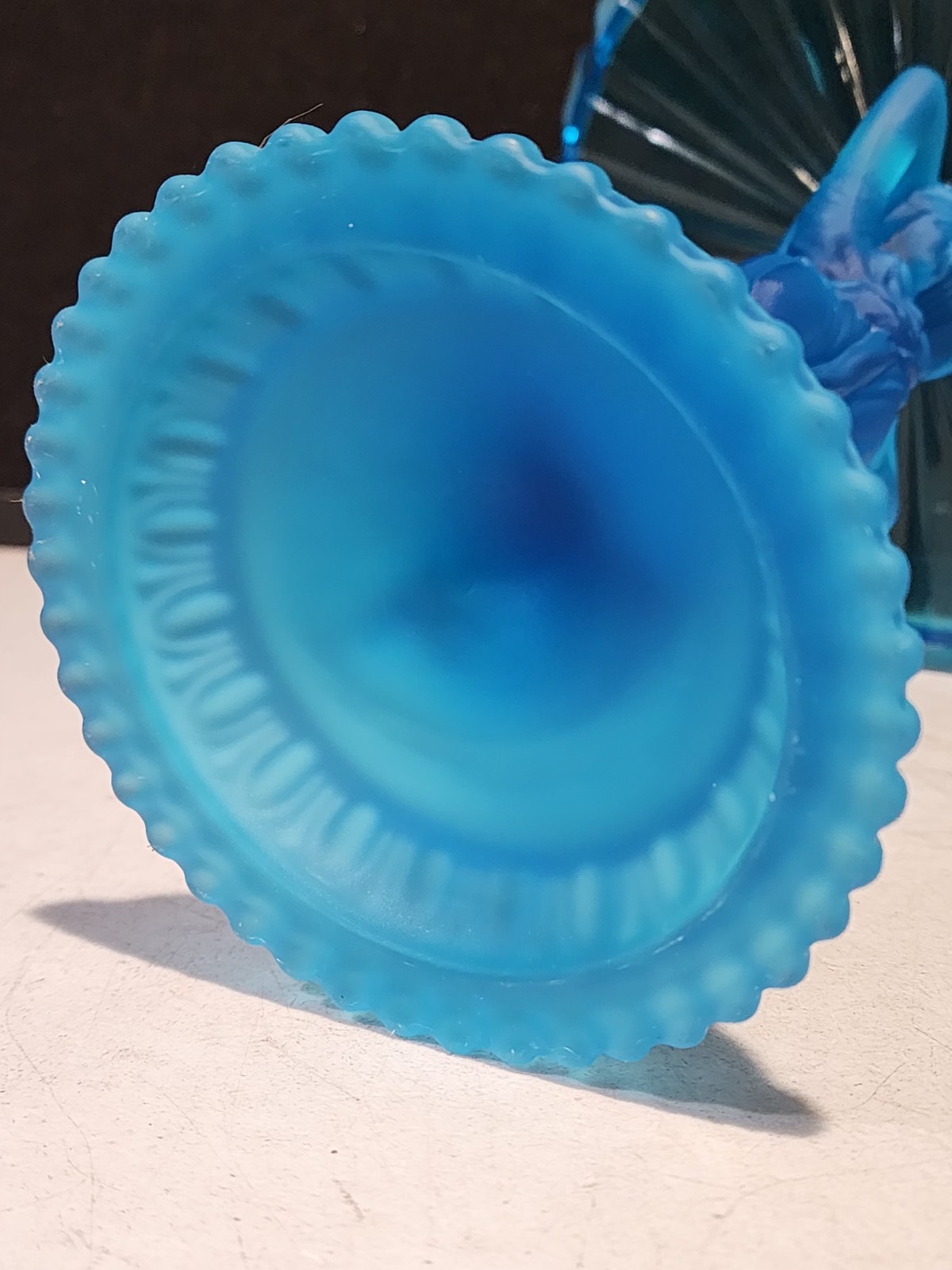 Vintage Fostoria Blue Glass Rebecca at The Well Large 13″ Centerpiece Bowl