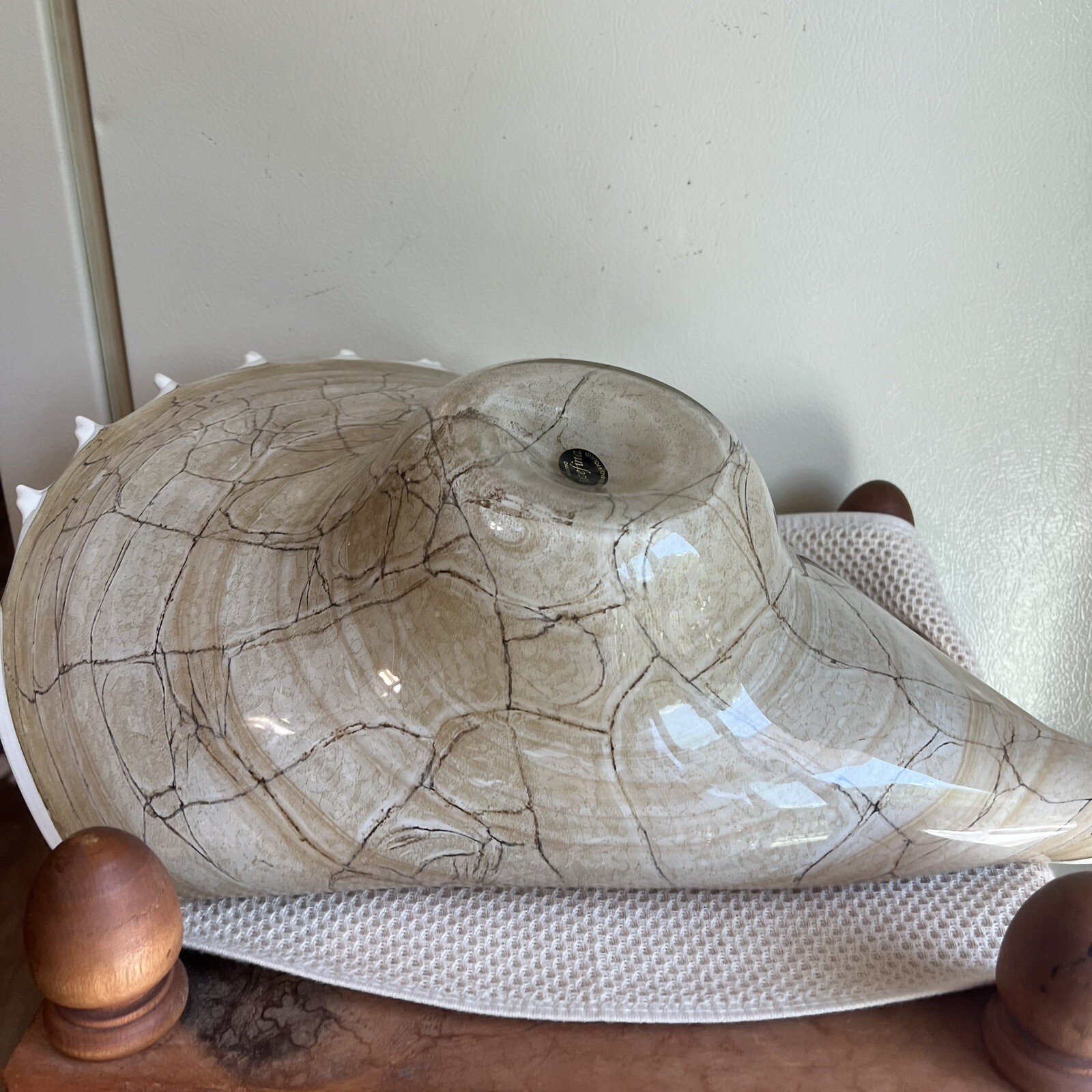 Krosno Jozefina Hand Blown Shell Centerpiece Bowl Large 20” Made In Poland