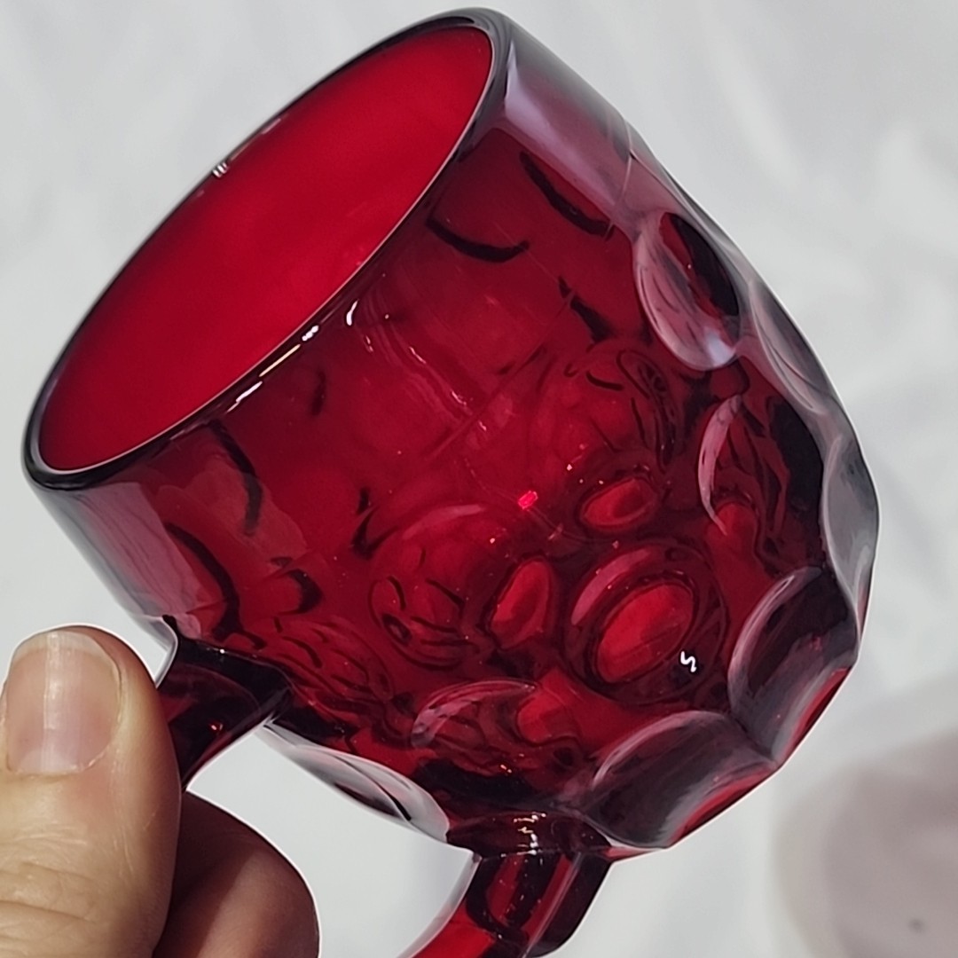 Cambridge Glass Thumbprint Mug Ruby Red 3.5in Depression Glass Vintage