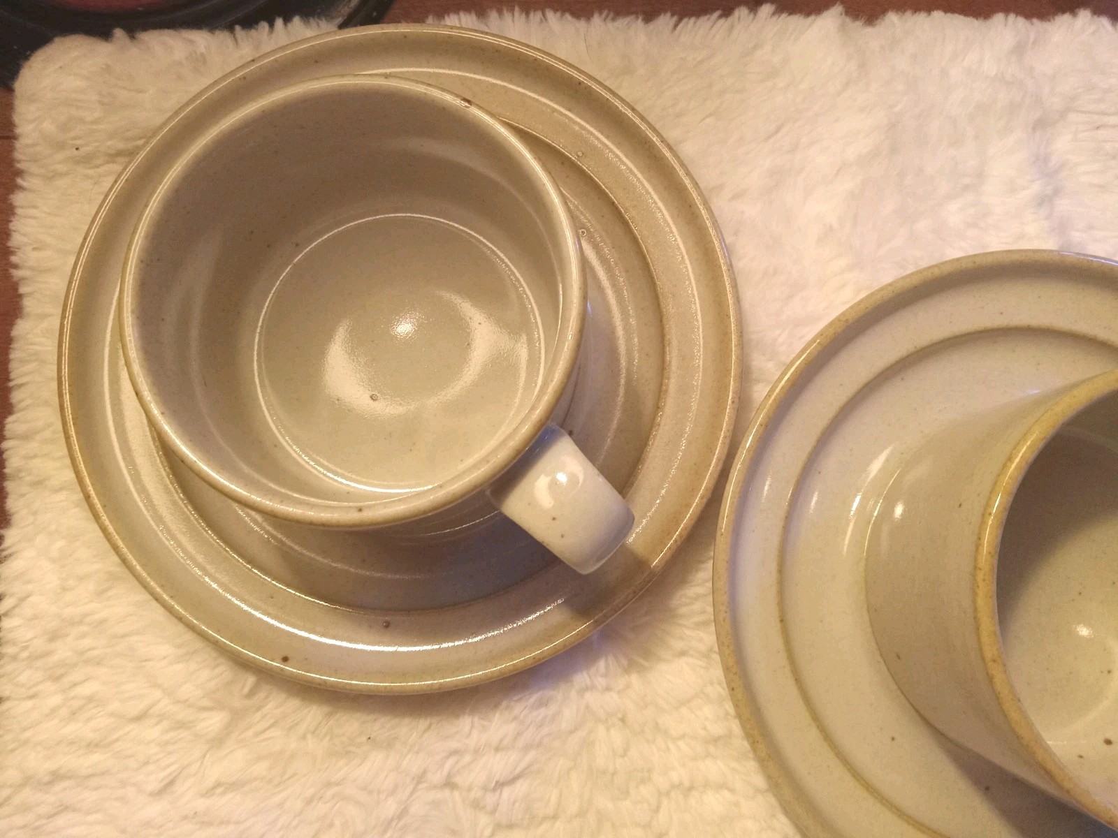 Vintage 70s Dansk Sugar Sand Niels Refsgaard Brown Mist Japan Cups & Saucers (2)