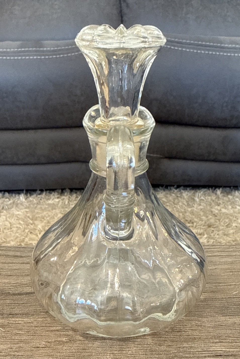 Vintage Clear Glass Oil/ Vinegar Bottle With Stopper-5 & 1/2 Inches Tall