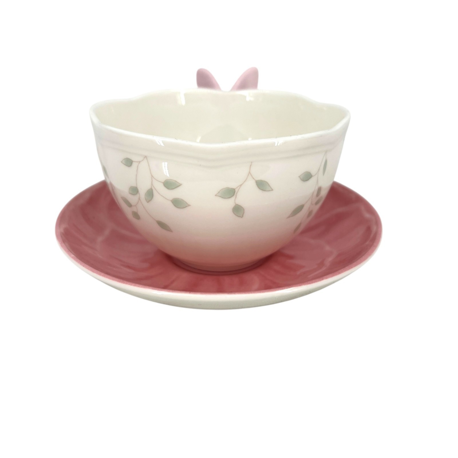 Lenox Butterfly Meadow Pink Butterfly Cup Saucer Set Porcelain Floral Bee Design