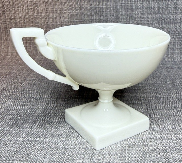 Lenox American Belleek Cup and Saucer Art Deco Style, Ivory Bone China