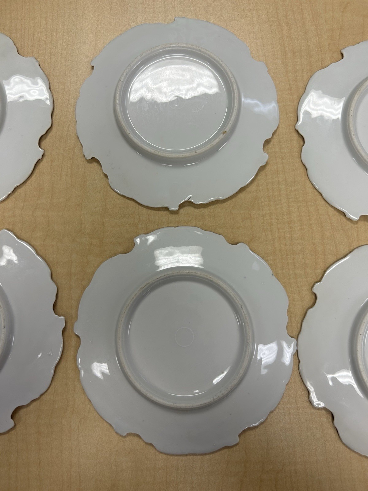 Victorian Themed Plates Set Of 6 With Guilded Scalloped Edges