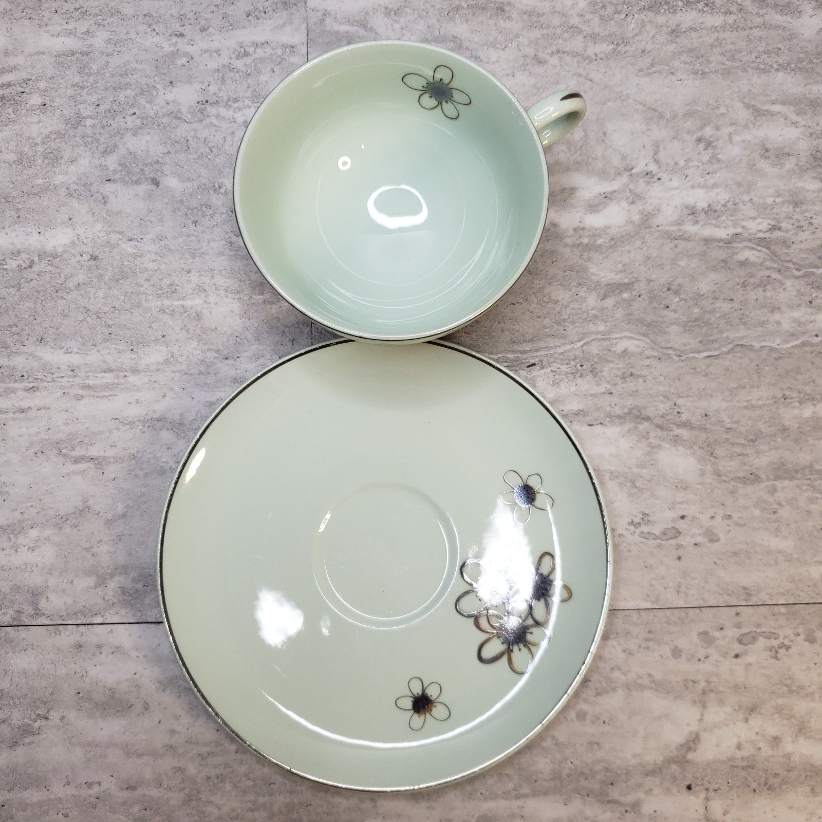 Vintage Nobility Permaware Mist Teacup and Saucer Set