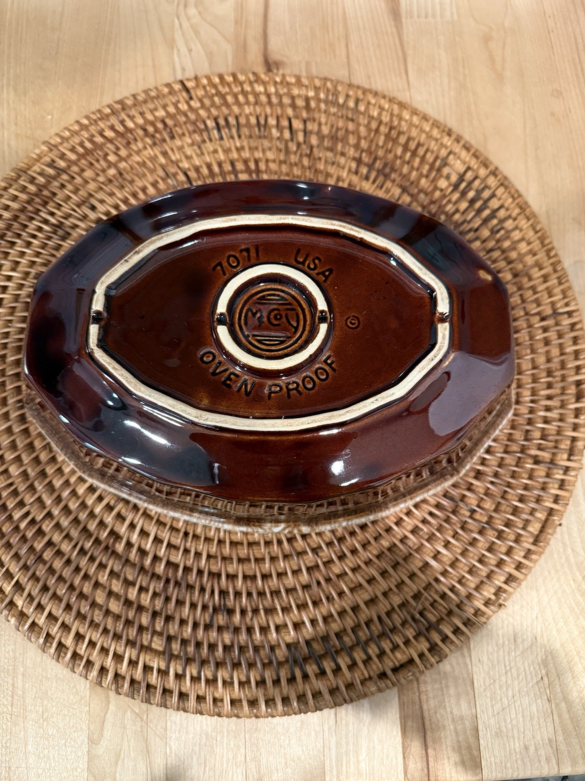 Vintage McCoy Brown Drip Glaze Oval Casserole Dish 7071 Oven Proof Stoneware USA