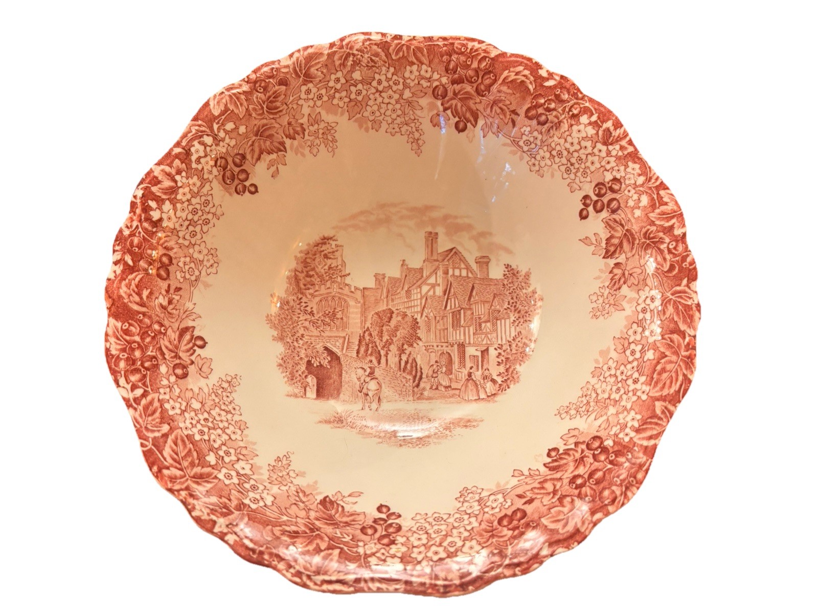 J&G Meakin “Romantic England” Red Transferware Vegetable Serving Platter