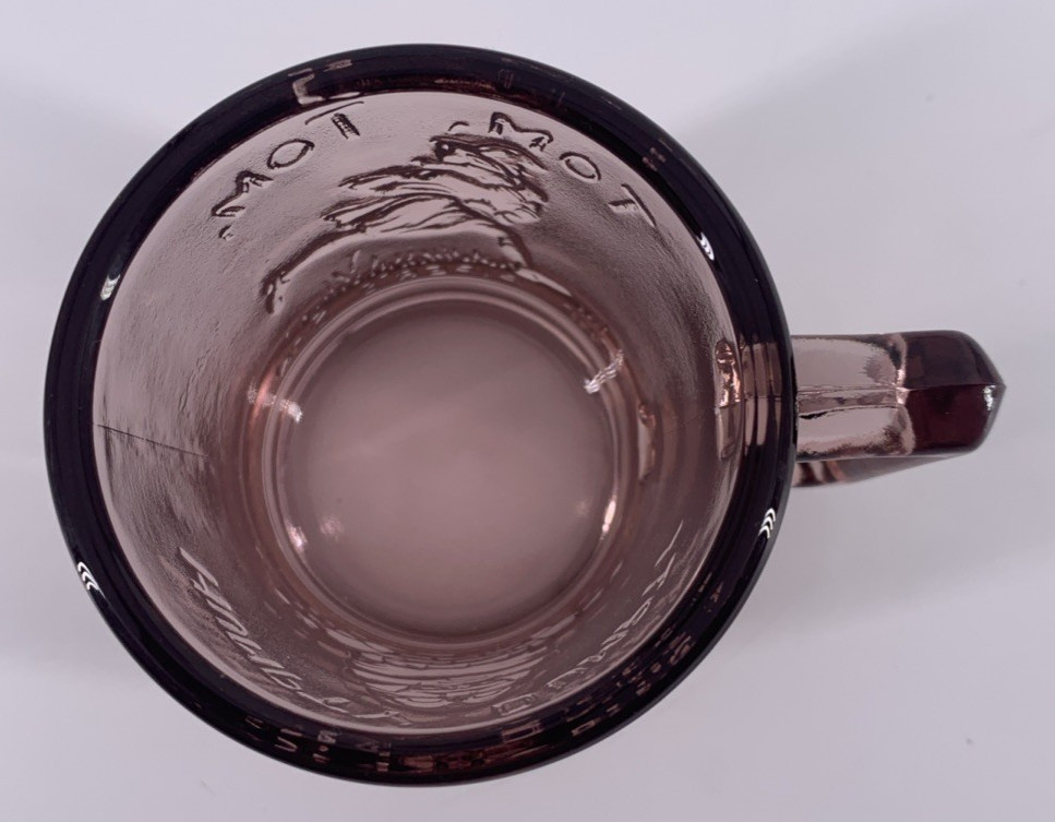 Amethyst Indiana Glass Nursery Rhyme Grill Plate, Bowl and Mug Vintage 3 Pc Set