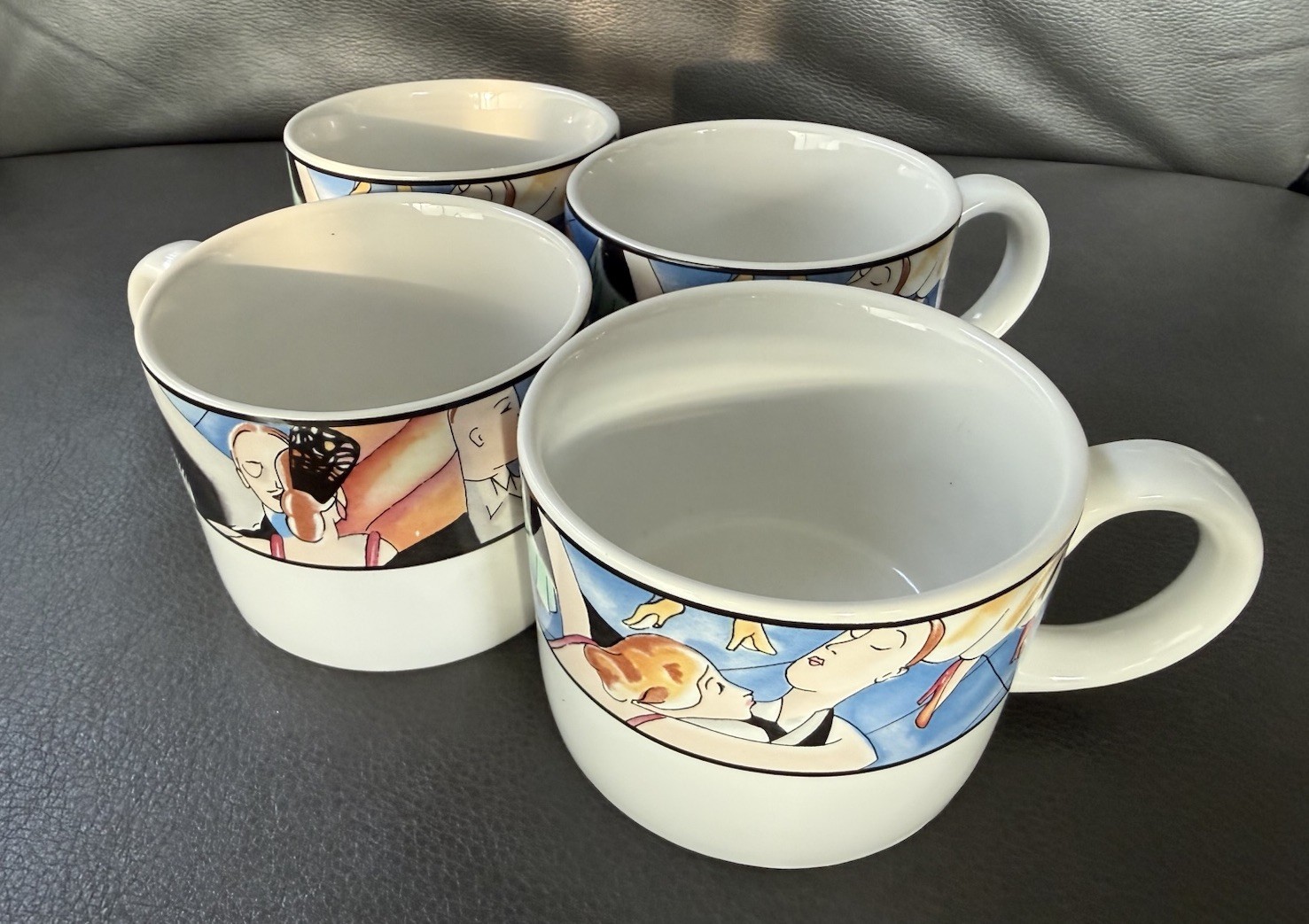 3- Sakura “Tango” #993” Coffee Cups Art Deco By Sue Kimzin DISC 1993-1994