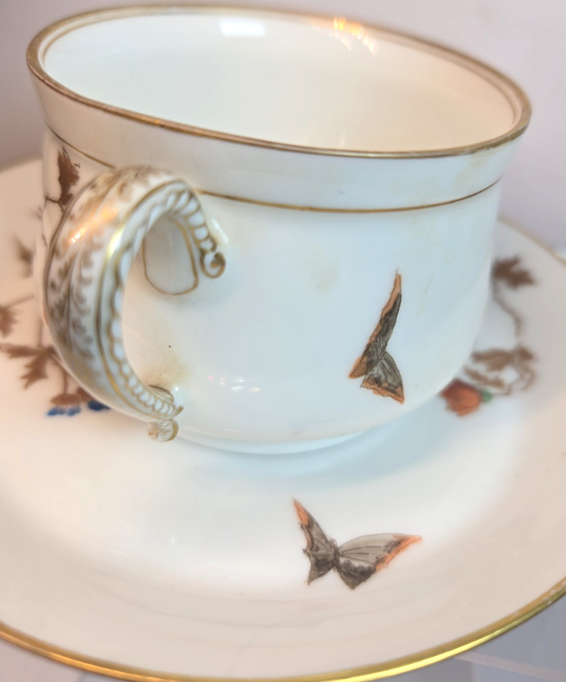 Antique Havilland Porcelain Teacup Saucer Set CFH GDM Limoges France 1890s