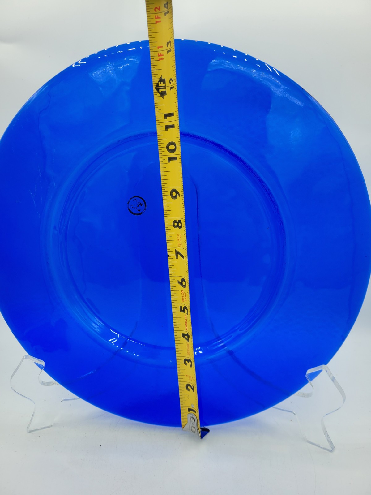 Effetre? Italy Cobalt Blue Art Glass Textured Platter Serving Plate 13″