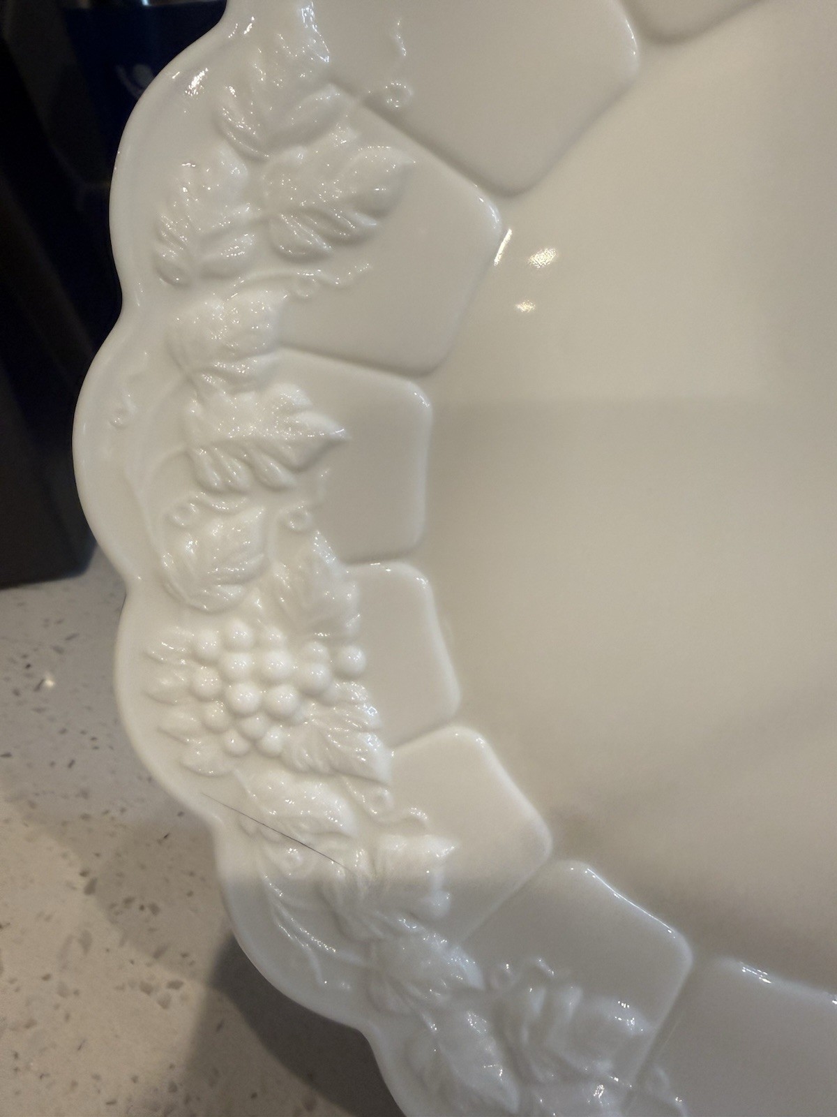 Westmoreland Paneled Grape Milk Glass 10 1/2” Dinner Plate Mid Century
