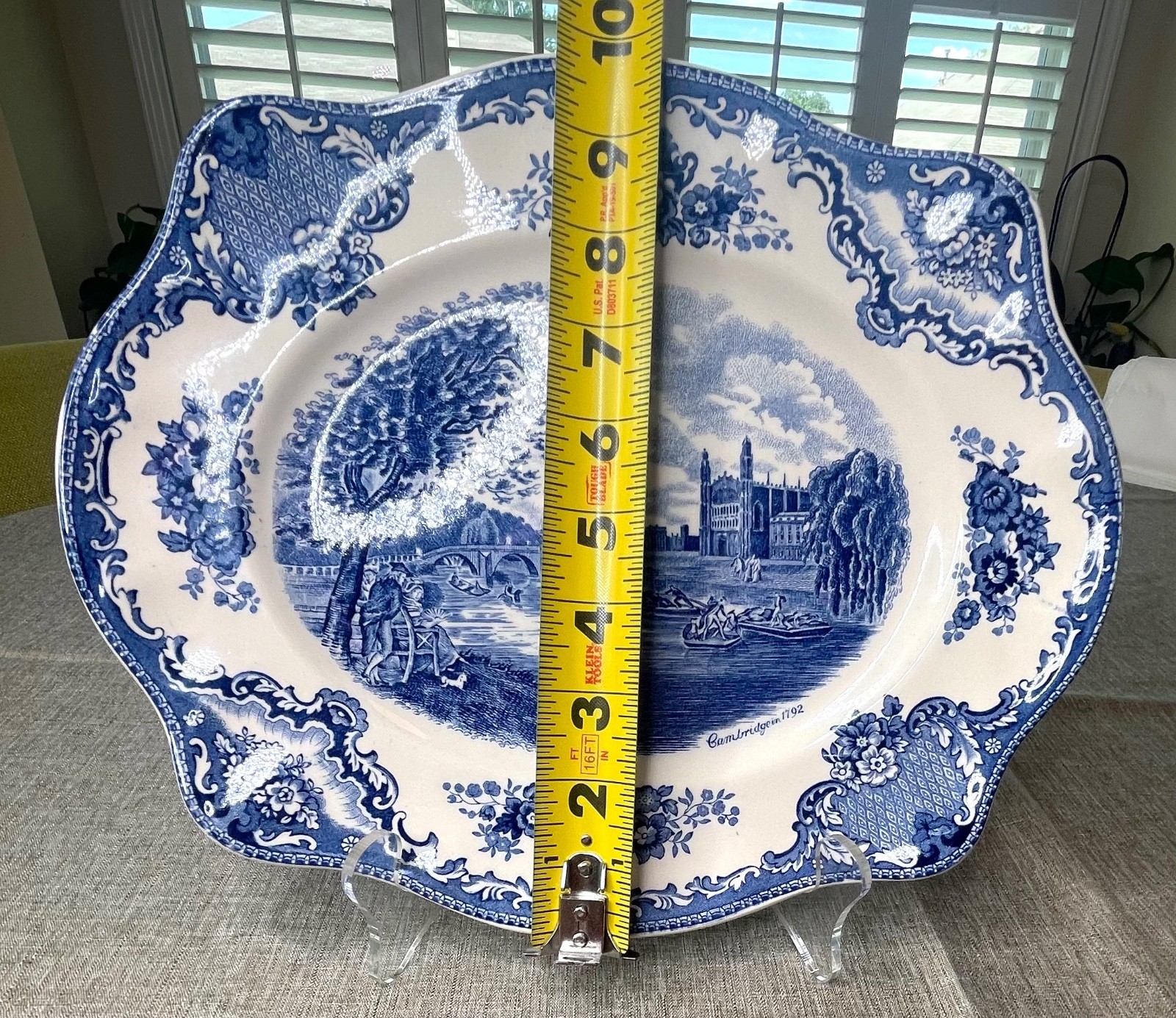 Johnson Brothers Old Britain Castles 12” Blue Platter “Cambridge in 1792”