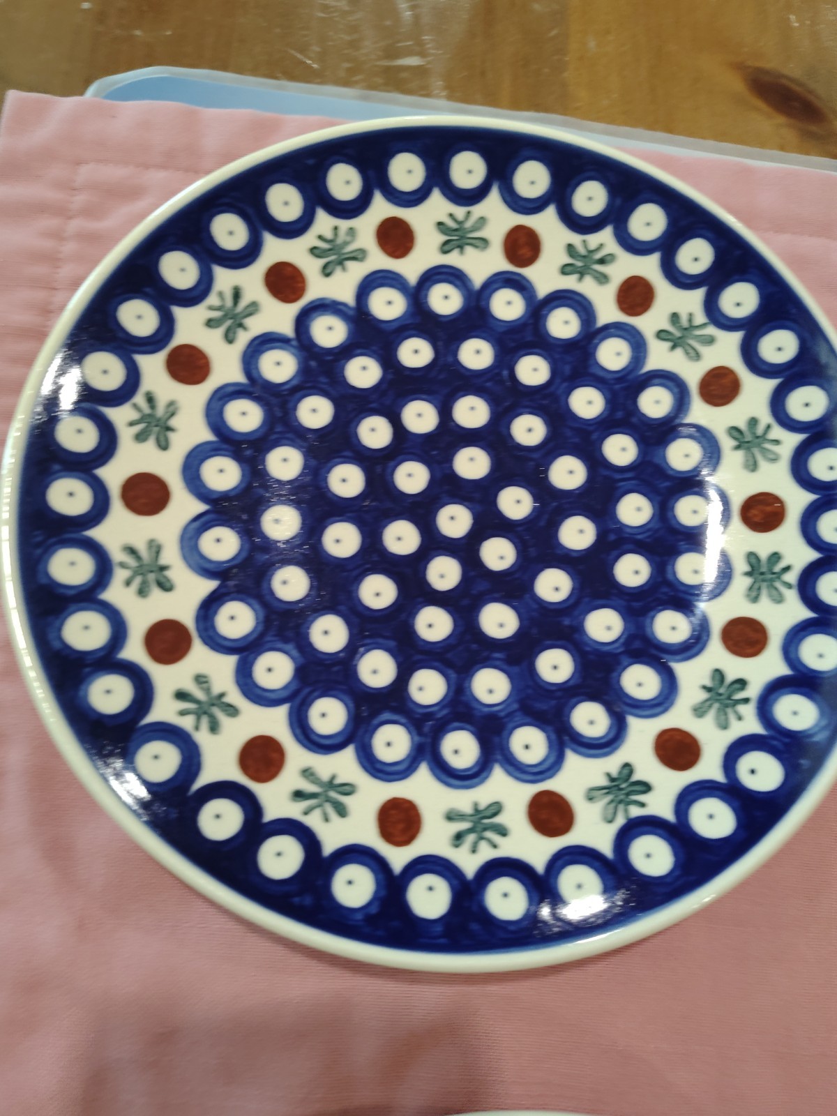 Manufatura Boleslawiec Polish Pottery Plate 7.25″ D Blue Red Green Salad/Dessert