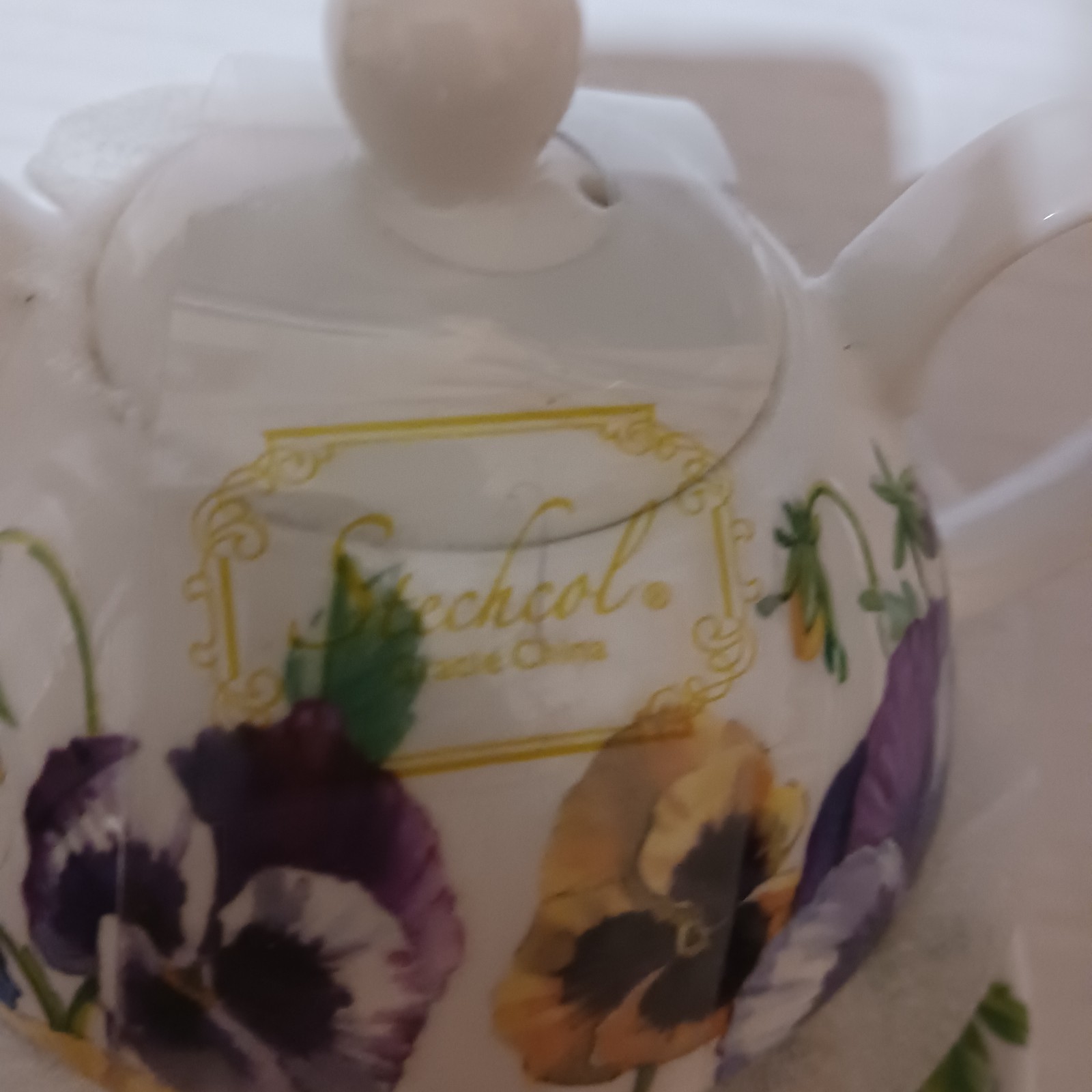 Stechcol Gracie Bone China White & Floral Butterflies TEAPOT