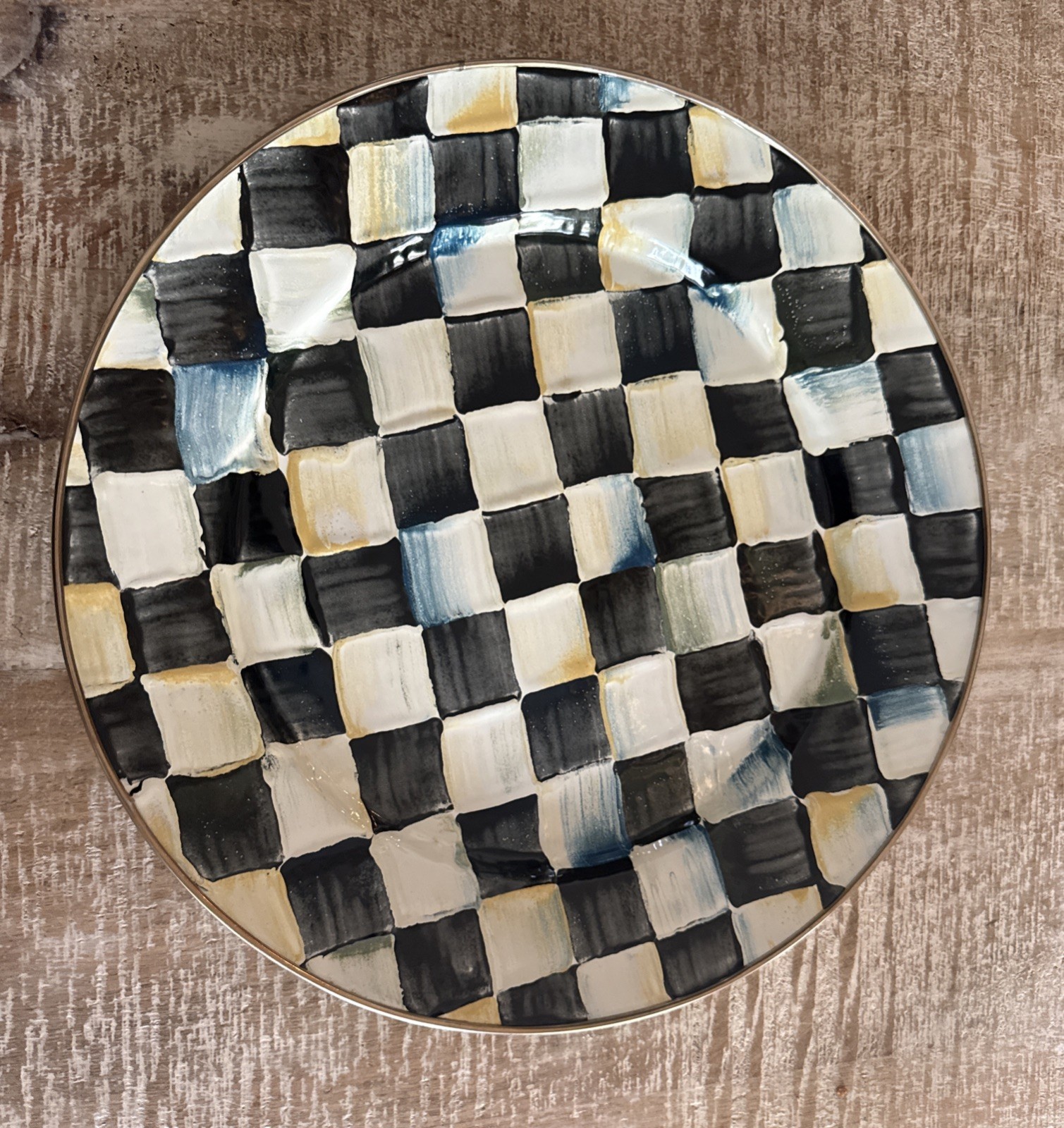 MacKenzie Childs Courtly Check Round Charger 12″ FREE SHIPPING !