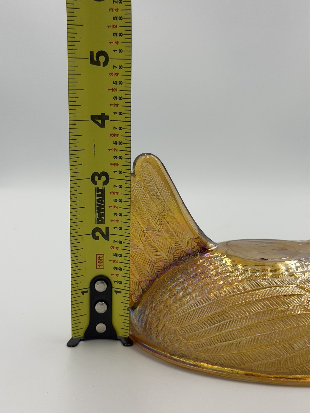 Vintage Indiana Hen On Nest Golden Amber Iridescent Carnival Glass *TOP ONLY*
