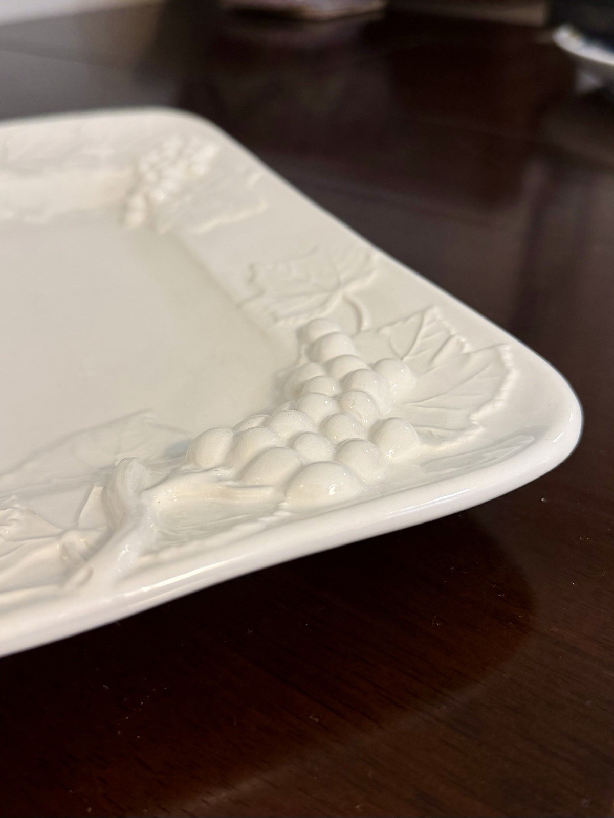 Elios Italian Grapevine Serving Platter Italy Ivory White Pottery Tray Decor