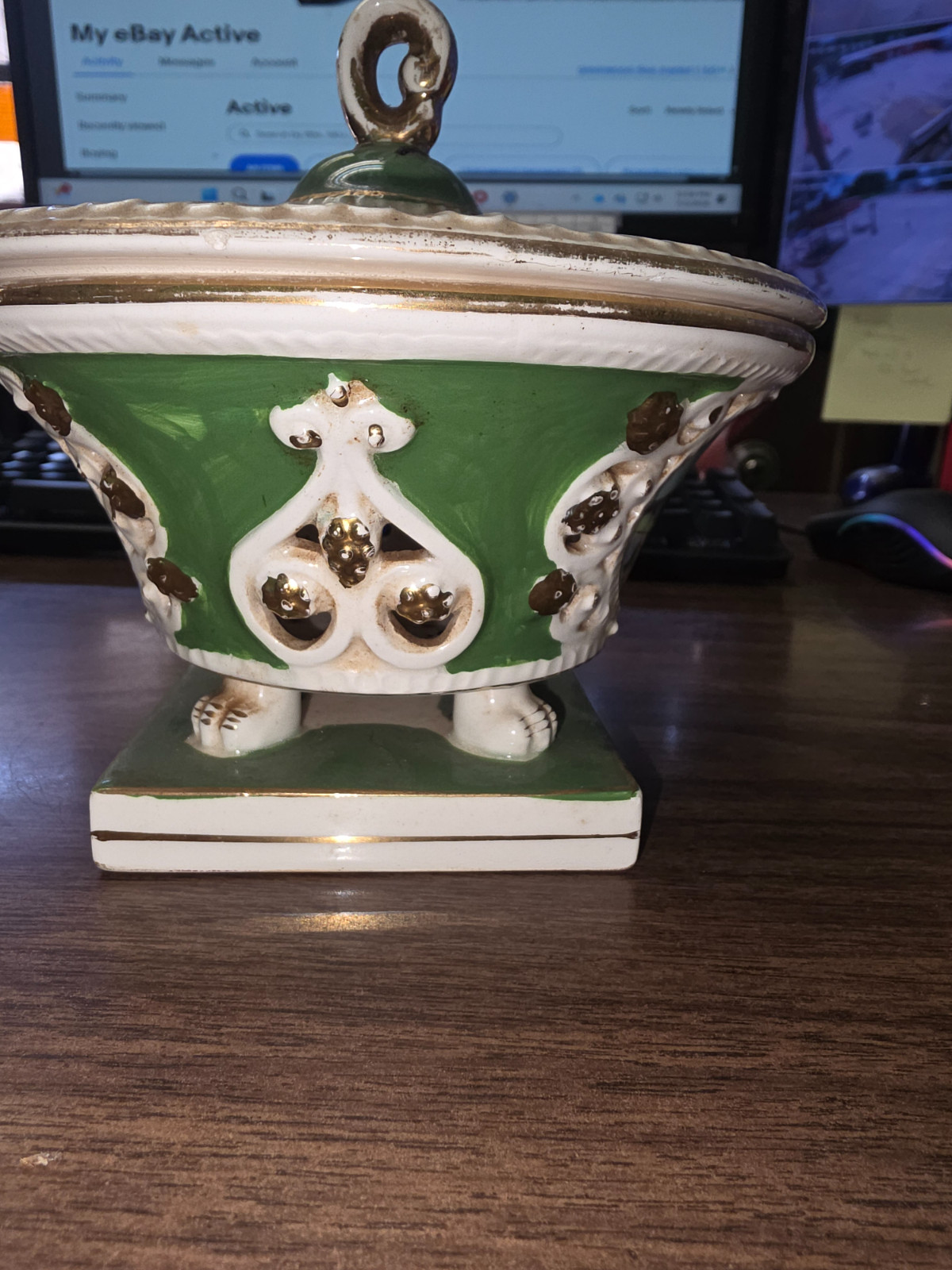 Vintage Lidded Porcelin Jar Hand Painted and Made In Occupied Japan