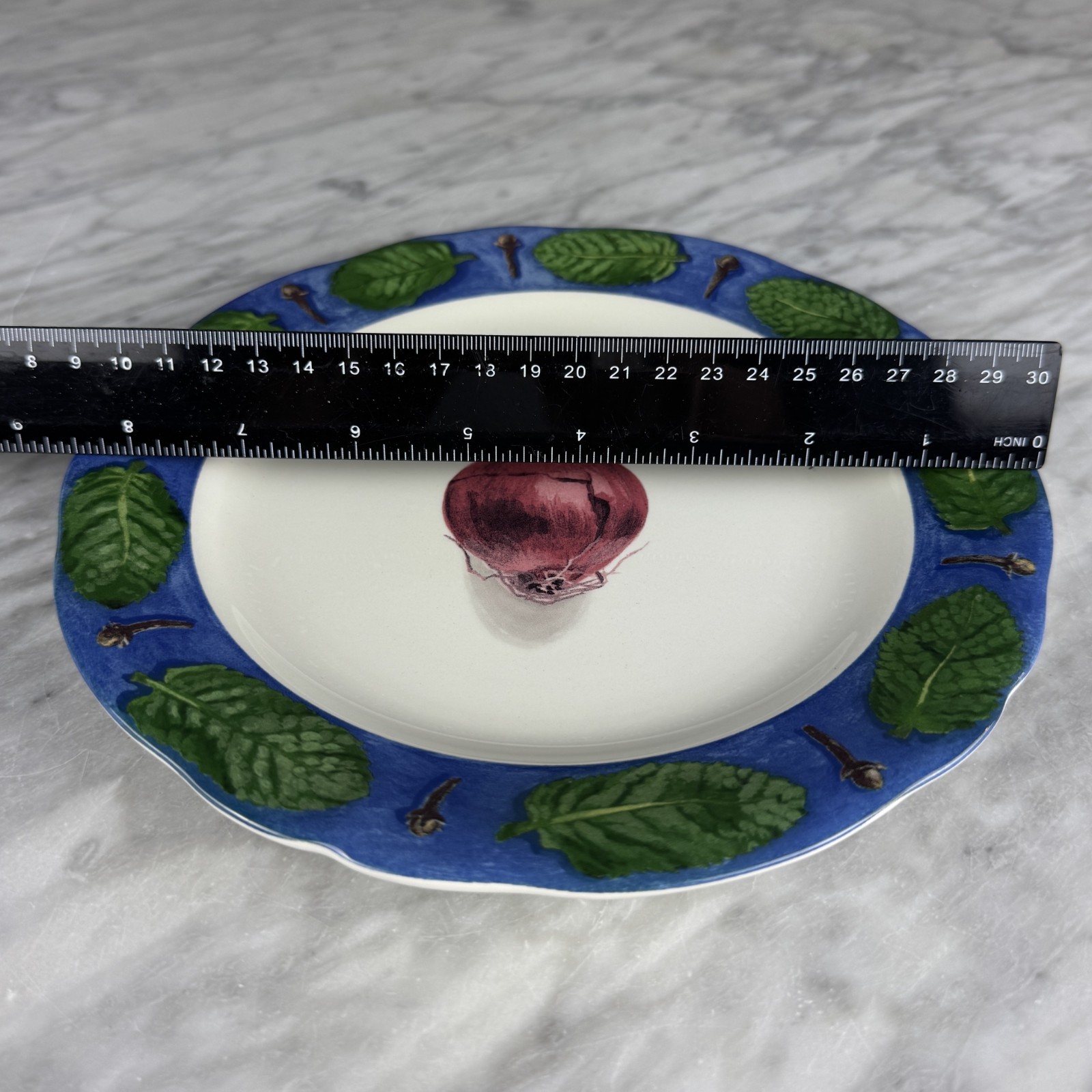 Set Of 6 POIVRE ET SEL BLUE Salad Plates 8.75″ Vintage Faiencerie De Gien France