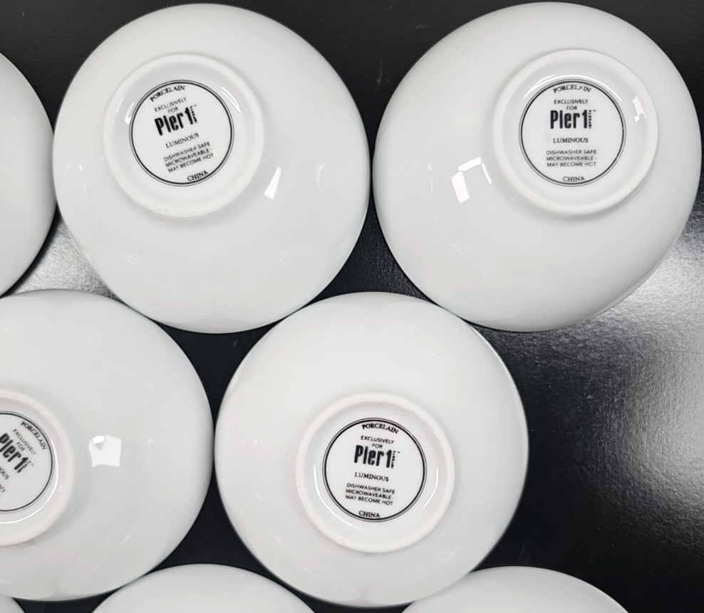 8) Pier 1 Luminous White Individual Dip Bowls Set Small Round Serving Dishes Lot