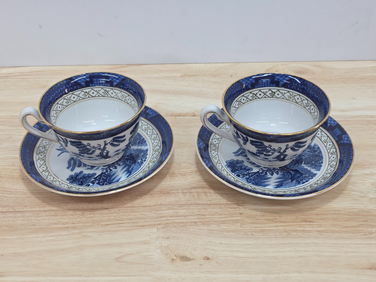 Blue Willow Ware 188 Ironstone Ware Craftsman China Tea Cup & Saucer Lot of 2