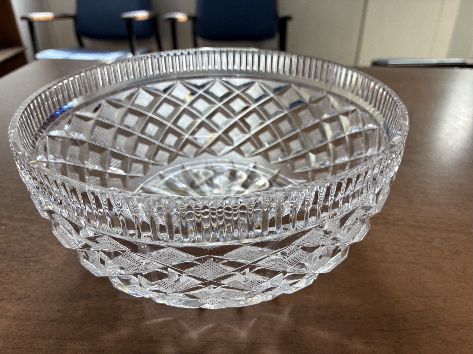 Vintage Waterford Crystal 8″ Round Fruit Salad Bowl Killeen Pattern Unmarked