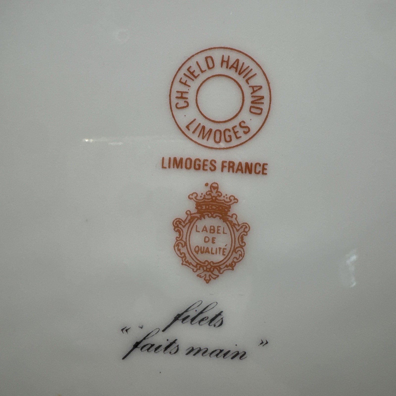 Set of 6 Charles Field Haviland Limoges France Cobalt Blue Gold 10″ Dinner Plate