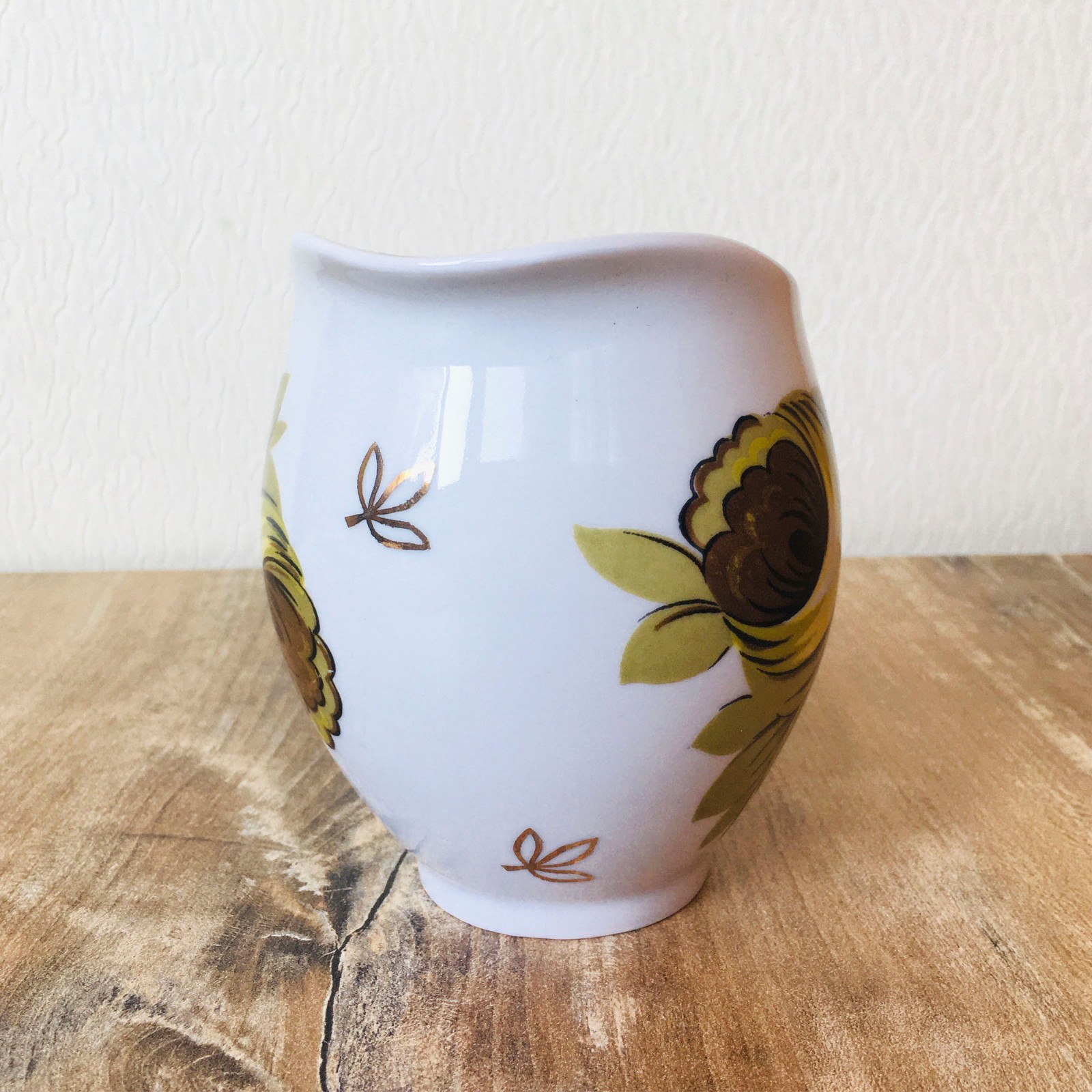 Vintage USSR Porcelain Creamer, Soviet Floral Milk Jug Cottagecore Kitchen Decor