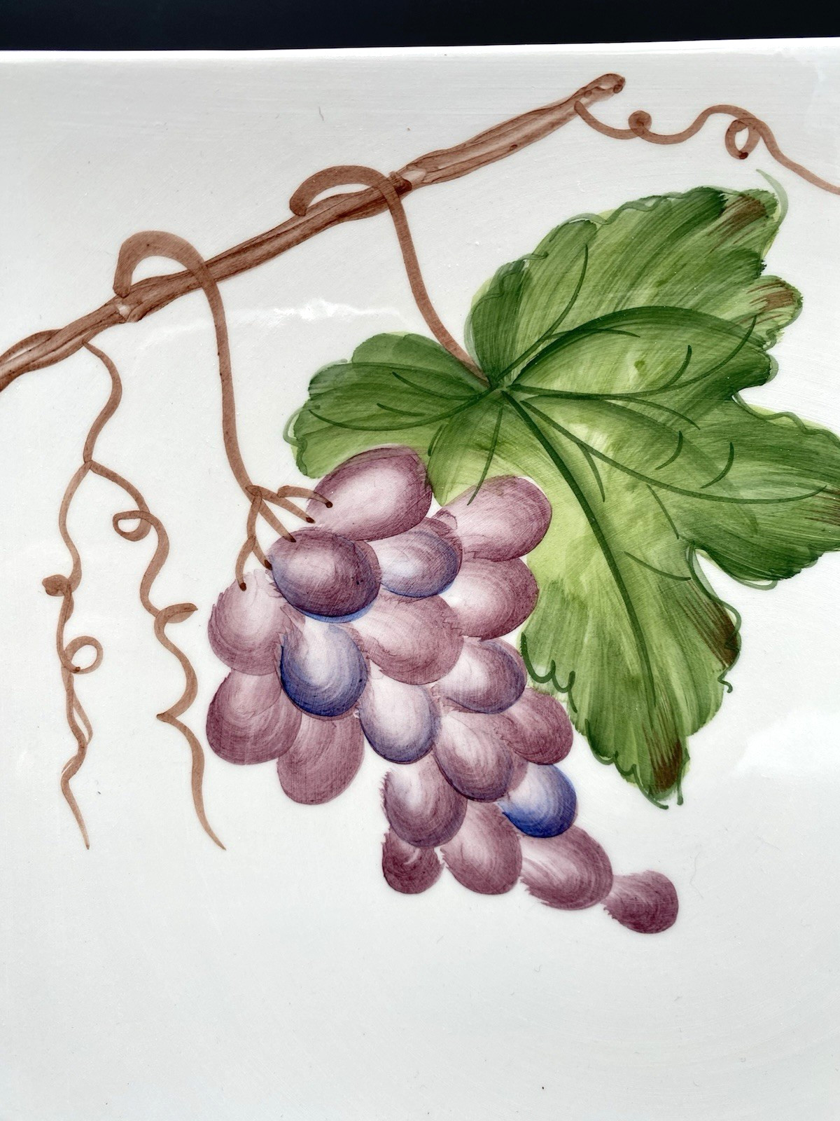 Cantina de Soave Winery Porcelain Serving Tray, Hand-painted Grapevines