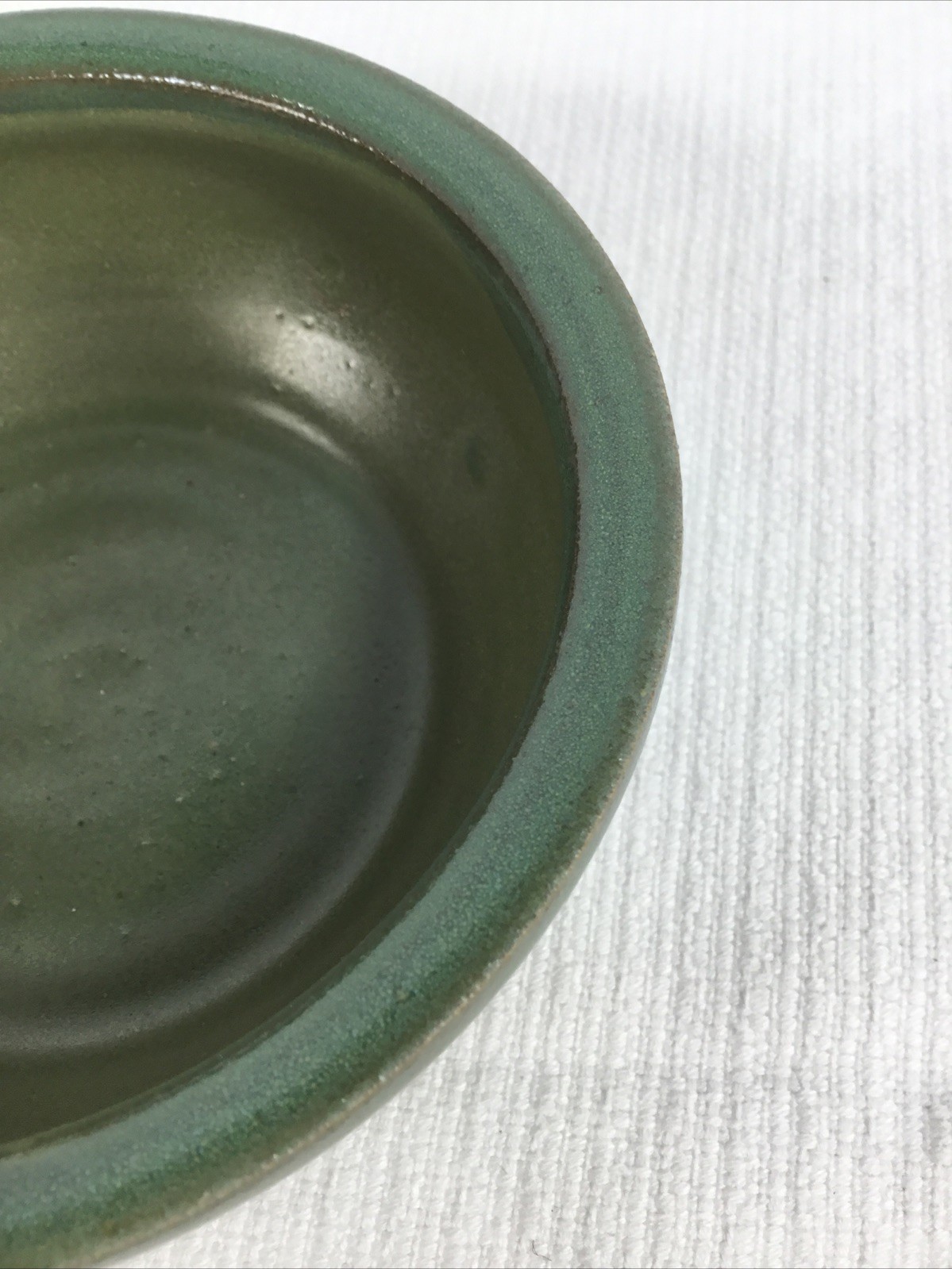 Handmade Studio Art Bowl Green Glaze 1.75” H x 4.5” W Trinket Dish