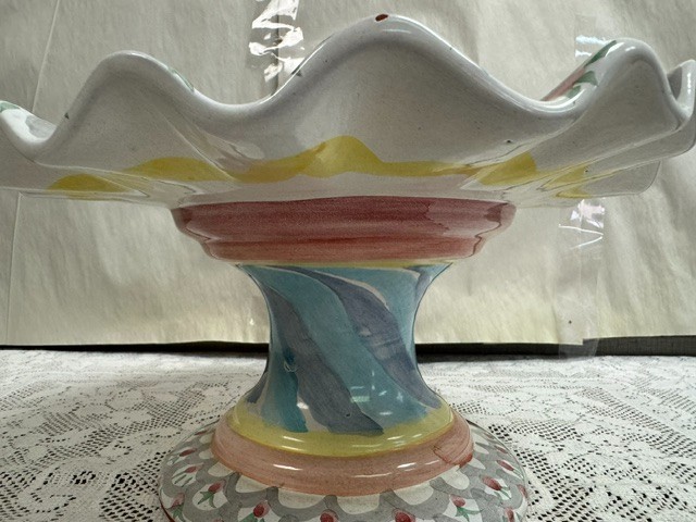 Mackenzie Childs -Stoke Gabriel – Fluted Ruffled Pedestal Cake Stand