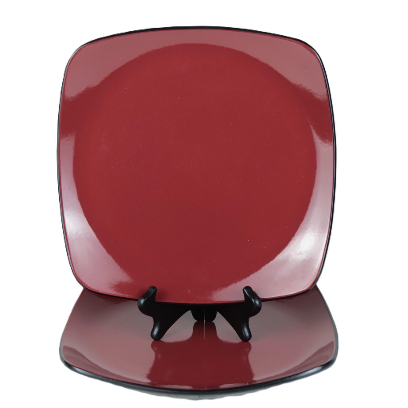 Corelle Hearthstone Square Dinner Plates – Chili Red/Black – 11 3/4″ – Set of 2