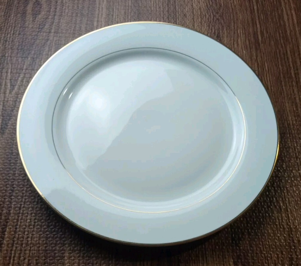 Gibson Porcelain White Round Platter Double Gold Rim 12″ China