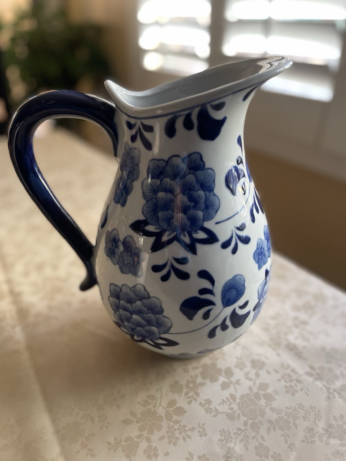 Vintage Blue and White Pitcher / Vase