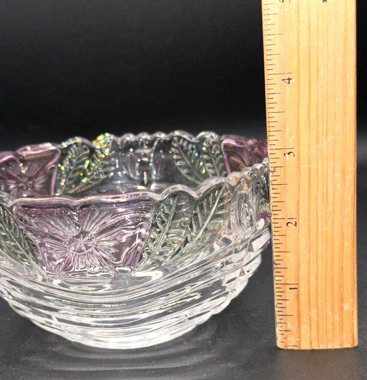 Anna Hutte Bleikristall Rose Petals Crystal GLASS BOWL Germany Hand Painted Vtg