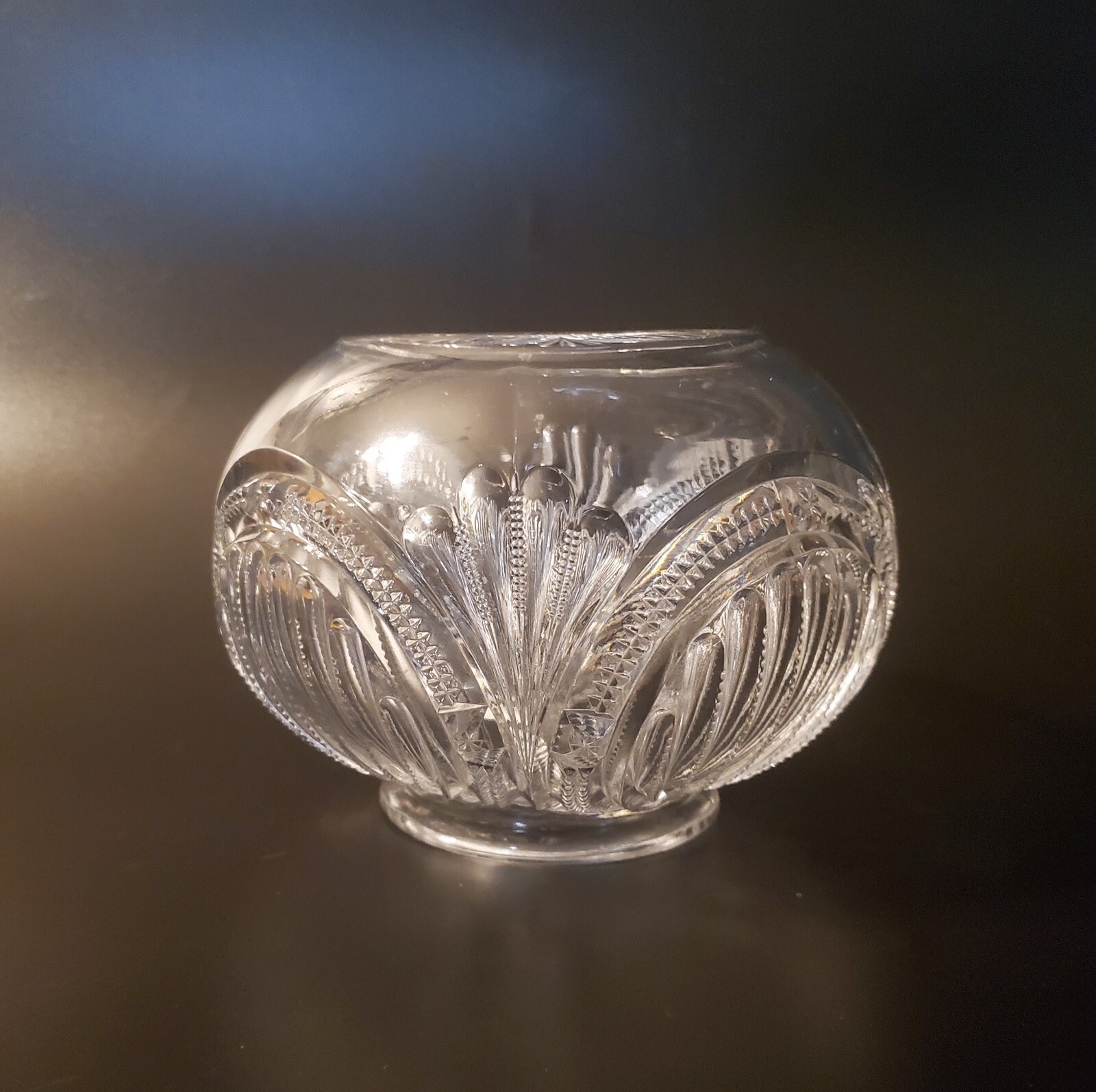 1899 Bryce Higbee Admiral Ribbed Ellipse Large Clear Rose Bowl Vtg Antique Rare
