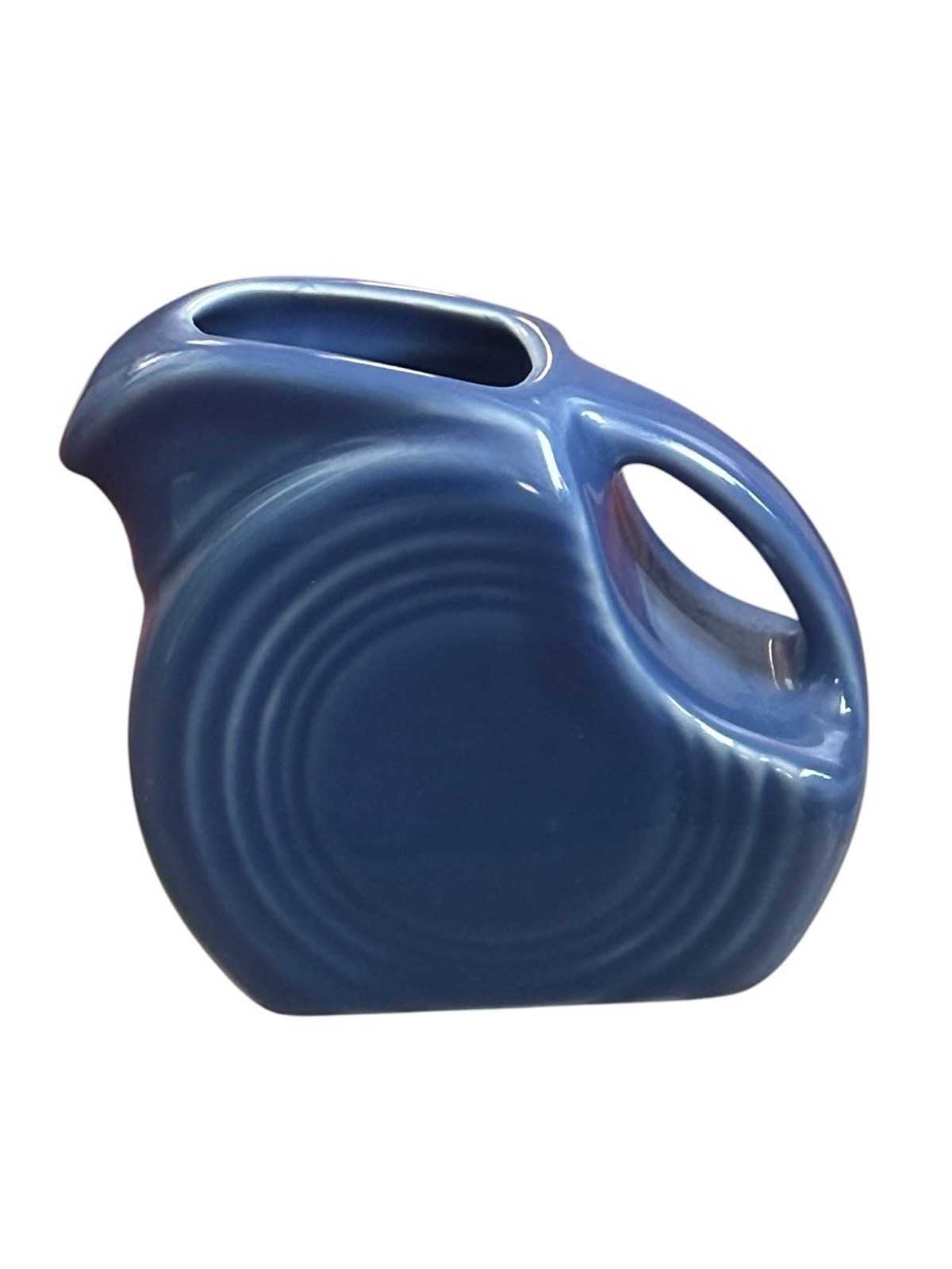 Fiesta Mini Disc Disk Pitcher Blue Fiestaware Small Creamer Syrup 3.5″