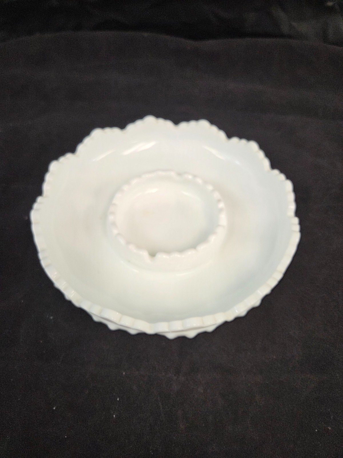 VTG Fenton White Milk Glass Hobnail 9 1/2″ Chip ‘N Dip/Candle Bowl #3748