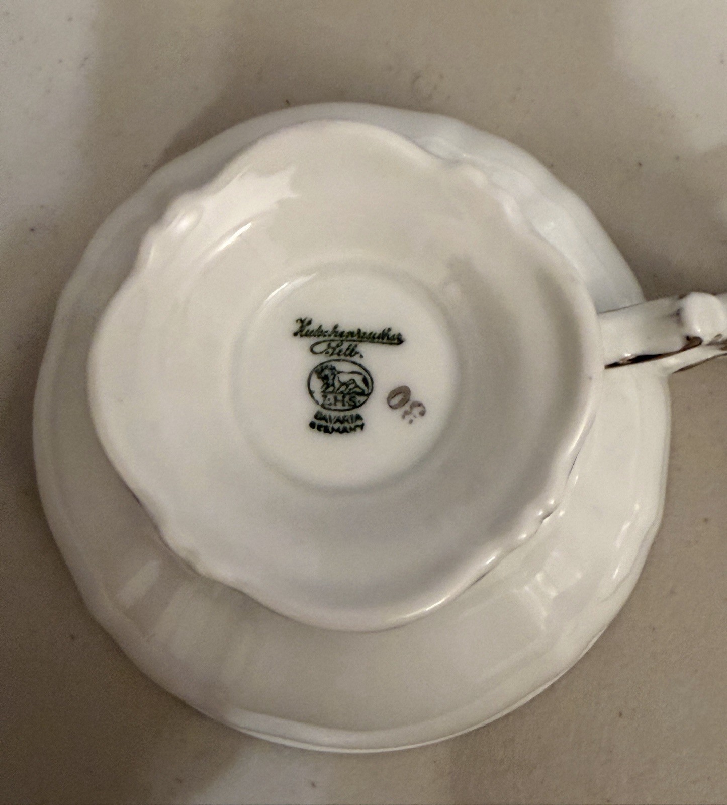 VINTAGE SET OF 6 HUTSCHENREUTHER REVERE SYLVIA CUPS & SAUCERS SILVER PLATINUM