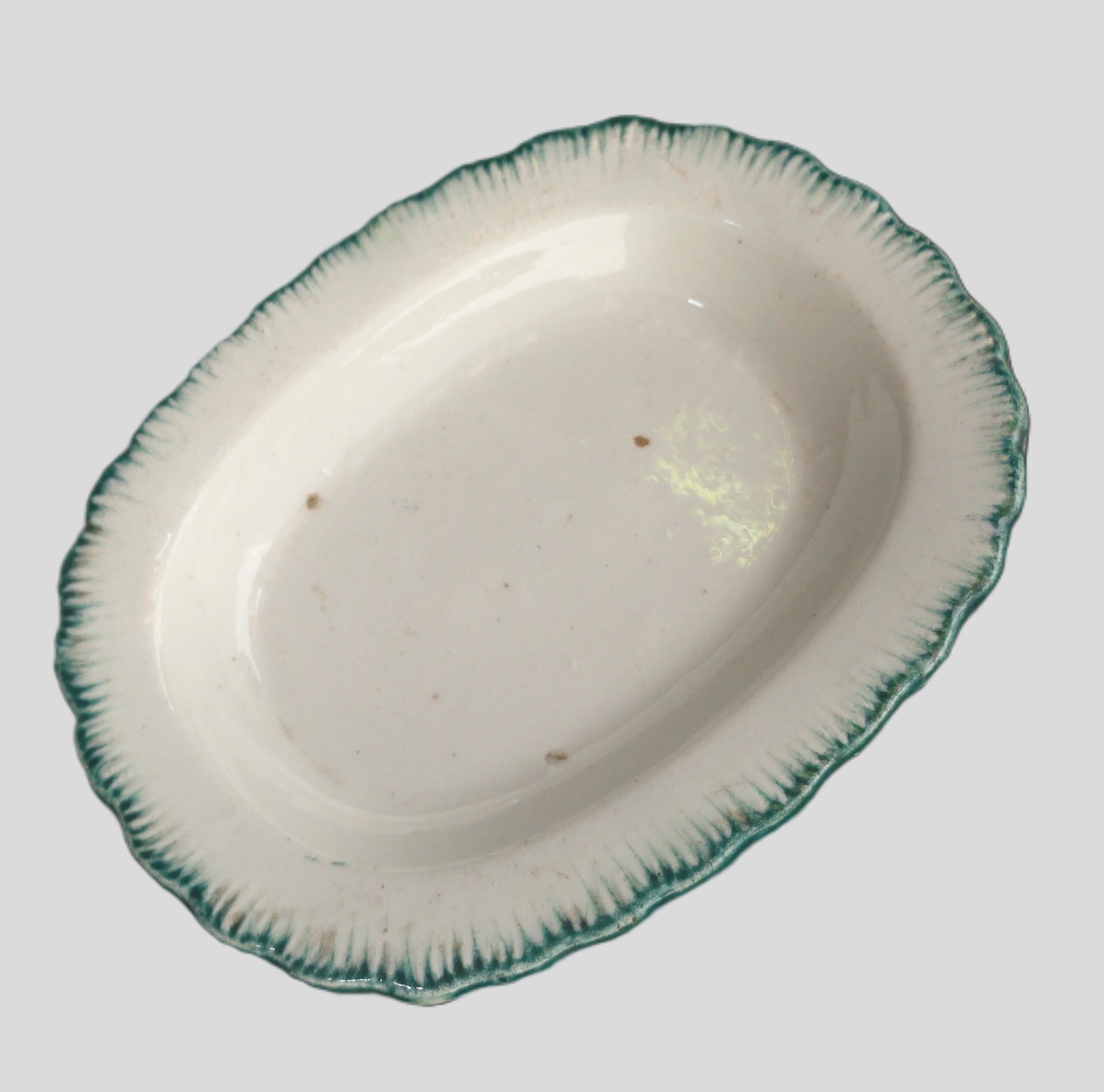 Green Feather Edge Shell Edged Pearlware Toy Platter Davenport c 1825
