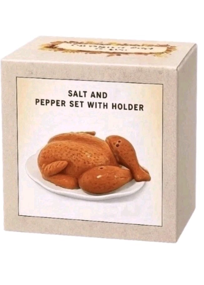 Cracker Barrel Roasted Turkey Salt Pepper Shakers Platter Drumstick NIB 2026 LG